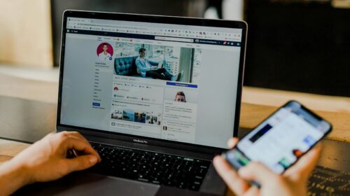 Facebook page of an entrepreneur’s social media on desktop and mobile.
